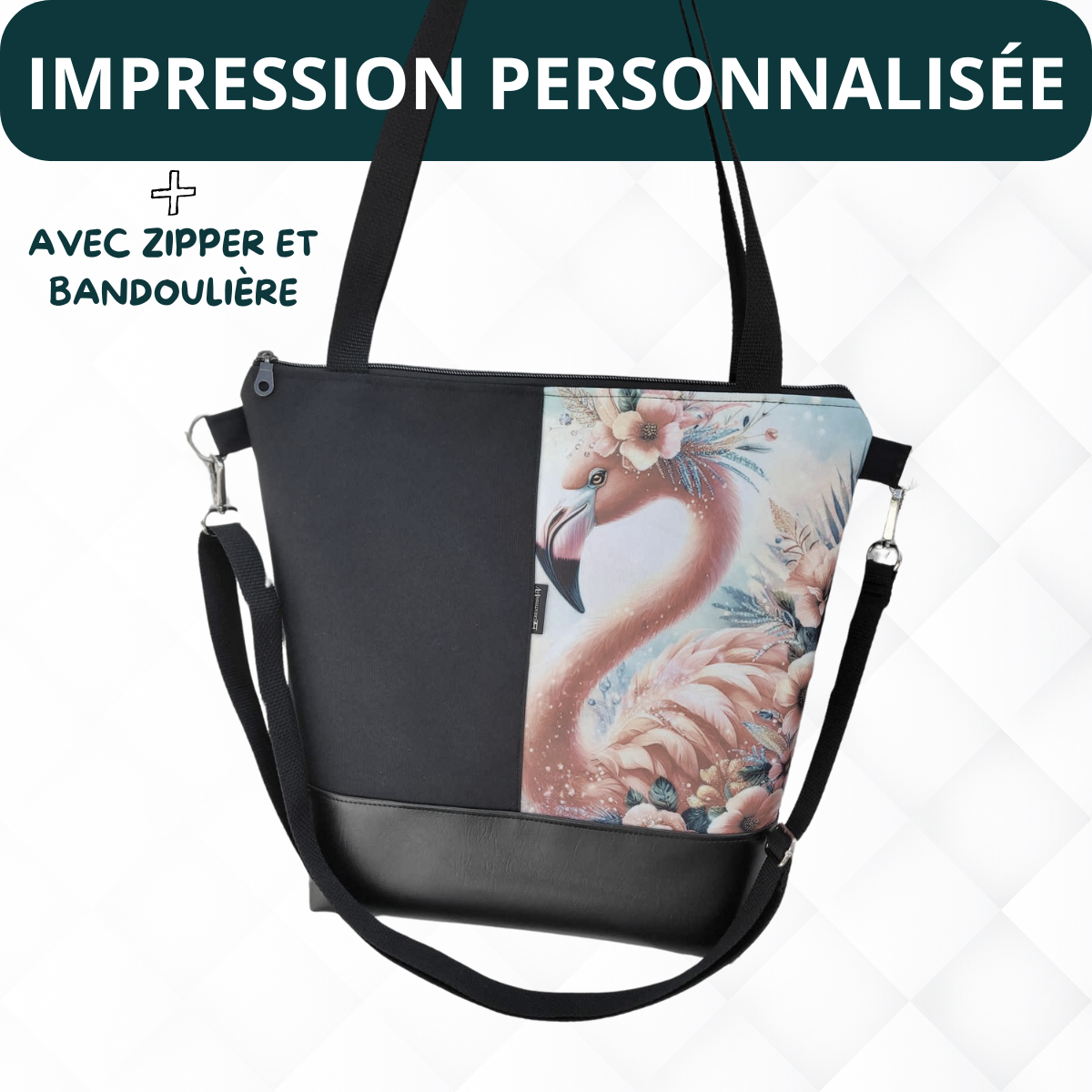 Sac fourre-tout AVEC ZIPPER - PERSONNALISÉ - Créations V&V 